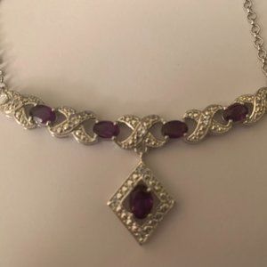 Sterling Silver and Amethyst Designer Necklace